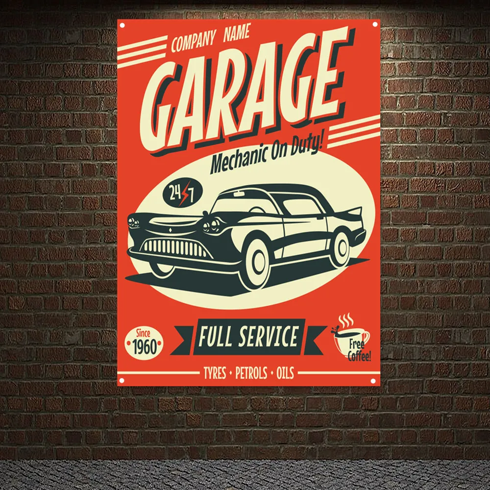 Auto Repair Shop Banners - MECHANIK NA DUTY Vintage CAR FULL